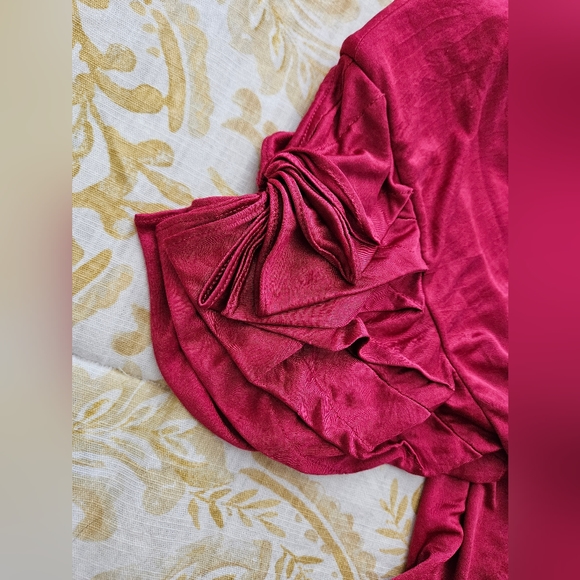 BCBGMaxAzria Runway Women's Darted Sleeve Midi Dress Wine Red Pink Size XS - Picture 13 of 15